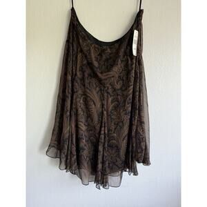 Lauren Ralph Lauren Black and Brown Paisley Midi Skirt